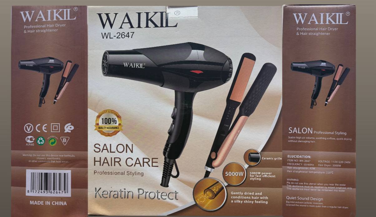ست سشوار و اتو مو Waikil