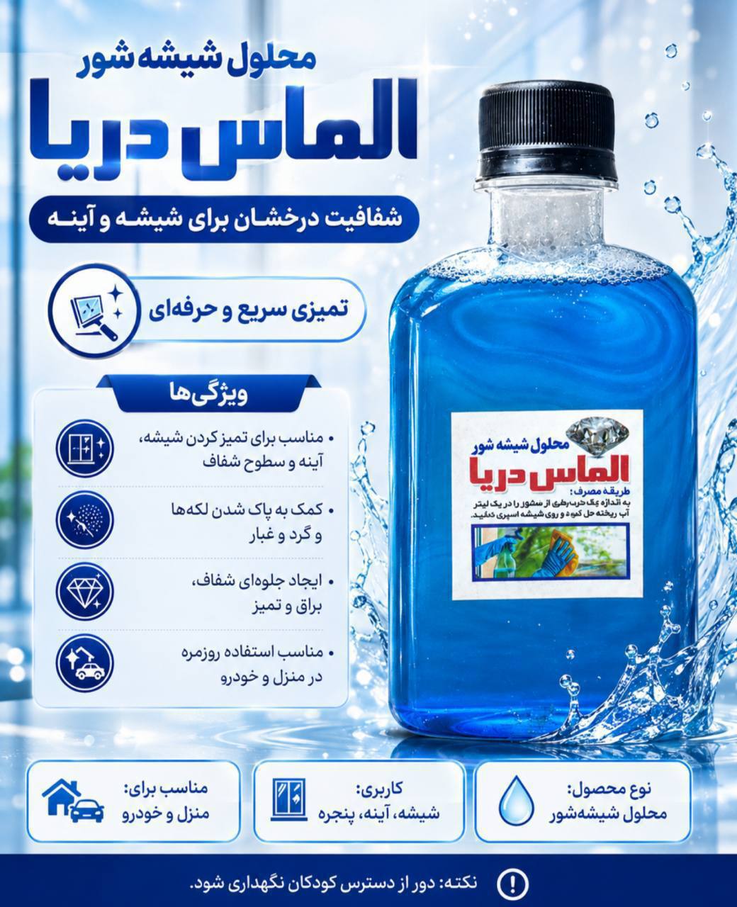 محلول آبی شیشه شوی